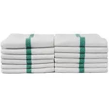 Soft N' Style Green Stripe Towel (15"x 26") 12pk