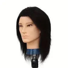 Mannequin Head Male- Dark Brown human hair 10" (doll head)
