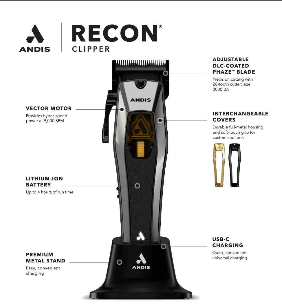 Andis ReCon Clipper - Black ChromeÂ