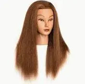 Mannequin Head Female- Brown human hair 16-18" (doll head) 