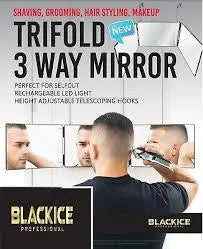 Black Ice Trifold Mirror Back view (LED Light)